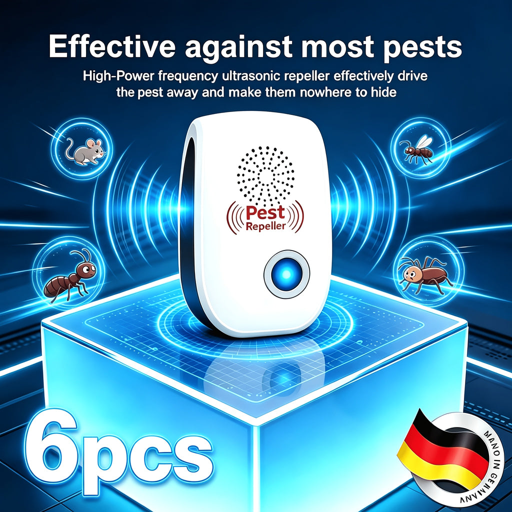 Plug-In Pest and Mouse Repellent Six-Pack with Listed Dual Speakers and Variable-Frequency Soundwave Technology, No Batteries Required for Home Placement