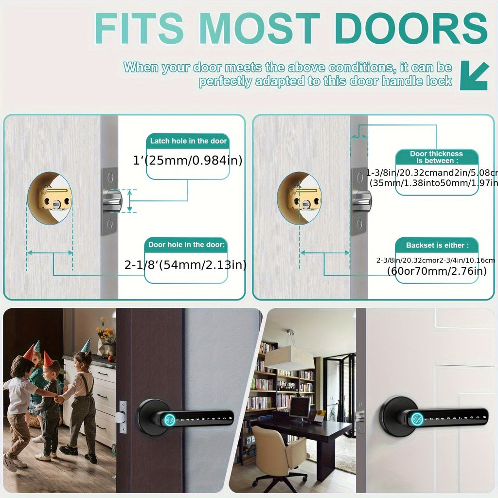 IC Card Fingerprint Door Lock in Black with Listed Password and Key Access, Aluminum Alloy Wording and 100-Fingerprint Capacity for Compatible Room Doors