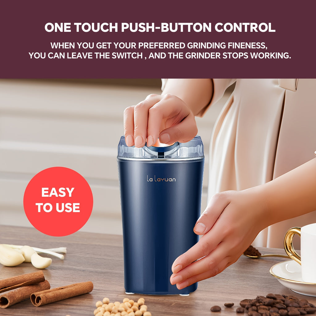 Coffee Bean Grinder with 200W Motor and Stainless Steel Chamber, One-Touch Electric Blade Mill for Home Coffee and Spice Prep, 2.7oz Capacity