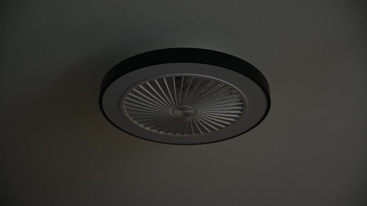 Enclosed Ceiling Fan with Light and Remote, 20-Inch Design with 1800K Amber Nightlight, Dimmable 3000K-6500K Lighting and Six-Speed Reversible DC Motor