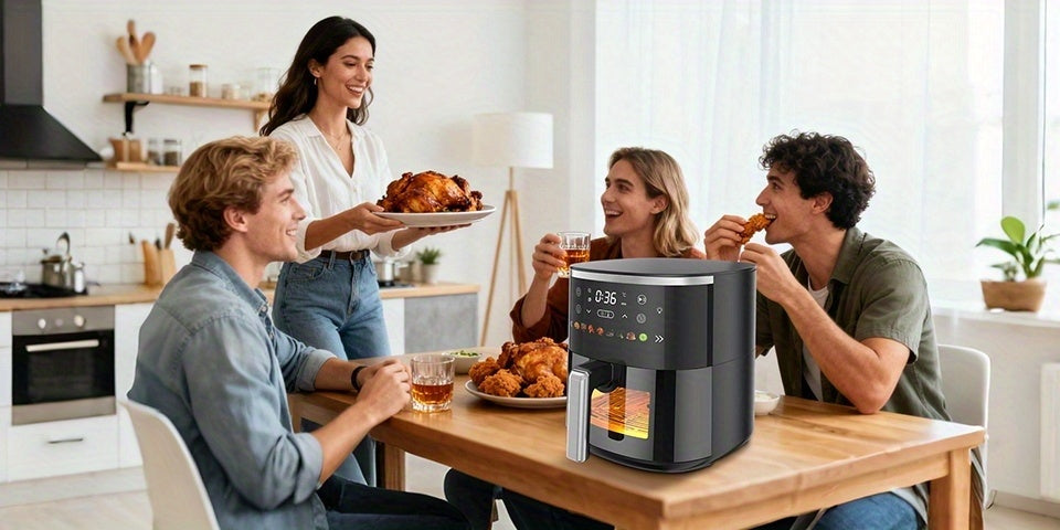 Digital Air Fryer with Viewing Window and Eight Presets, Adjustable Temperature and Timer, Listed 1550W Cooker with 6 QT Touch Air Fryer Option
