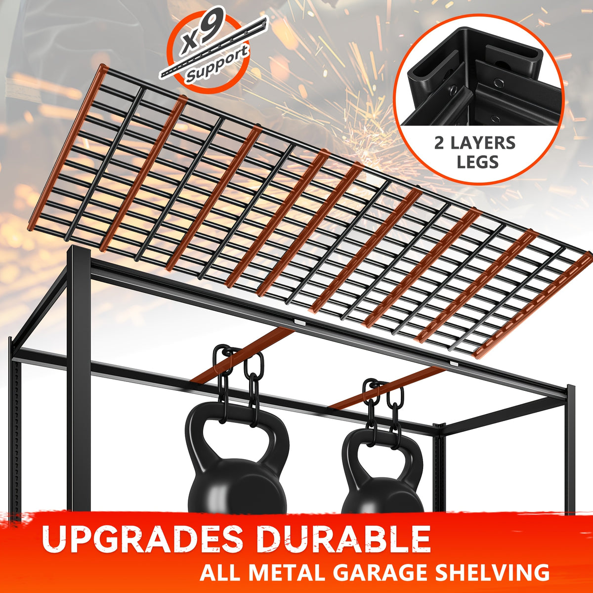 Interlocking Garage Shelving, Adjustable Metal Storage Rack with Listed Five-Tier Design and Multiple Size Options for Pantry, Basement and Utility Room Organization