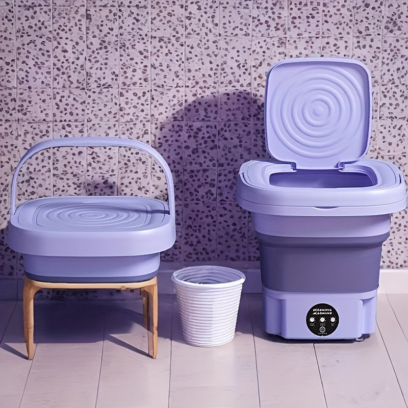 Foldable Portable Washing Machine, 2.64L Mini Laundry Washer for Socks, Underwear and Suitable Delicates, Compact Storage for Apartment, Dorm and RV
