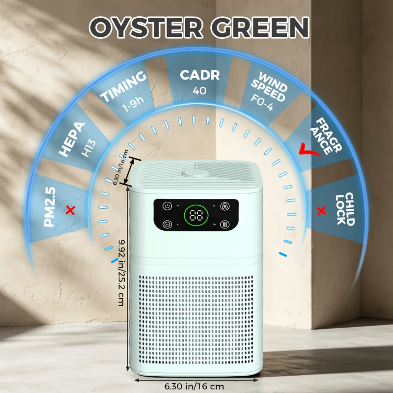 Compact H13 Air Purifier with Aromatherapy Pad, 3-Stage Filtration, Four Fan Speeds, Sleep Mode and Filter-Life Display for Bedroom and Home Office