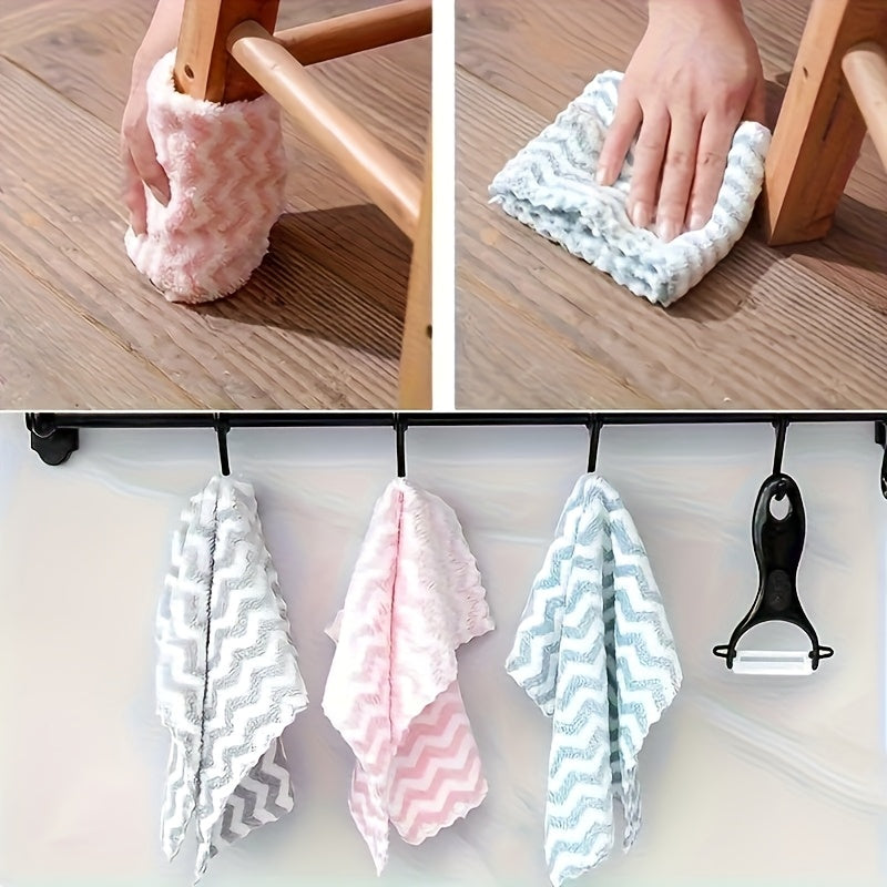 Striped Microfiber Kitchen Towels, Ten-Piece Square Dish Cloth Pack with Hand-Wash-Only Care and Any Color Selection for Everyday Dish and Countertop Cleanup