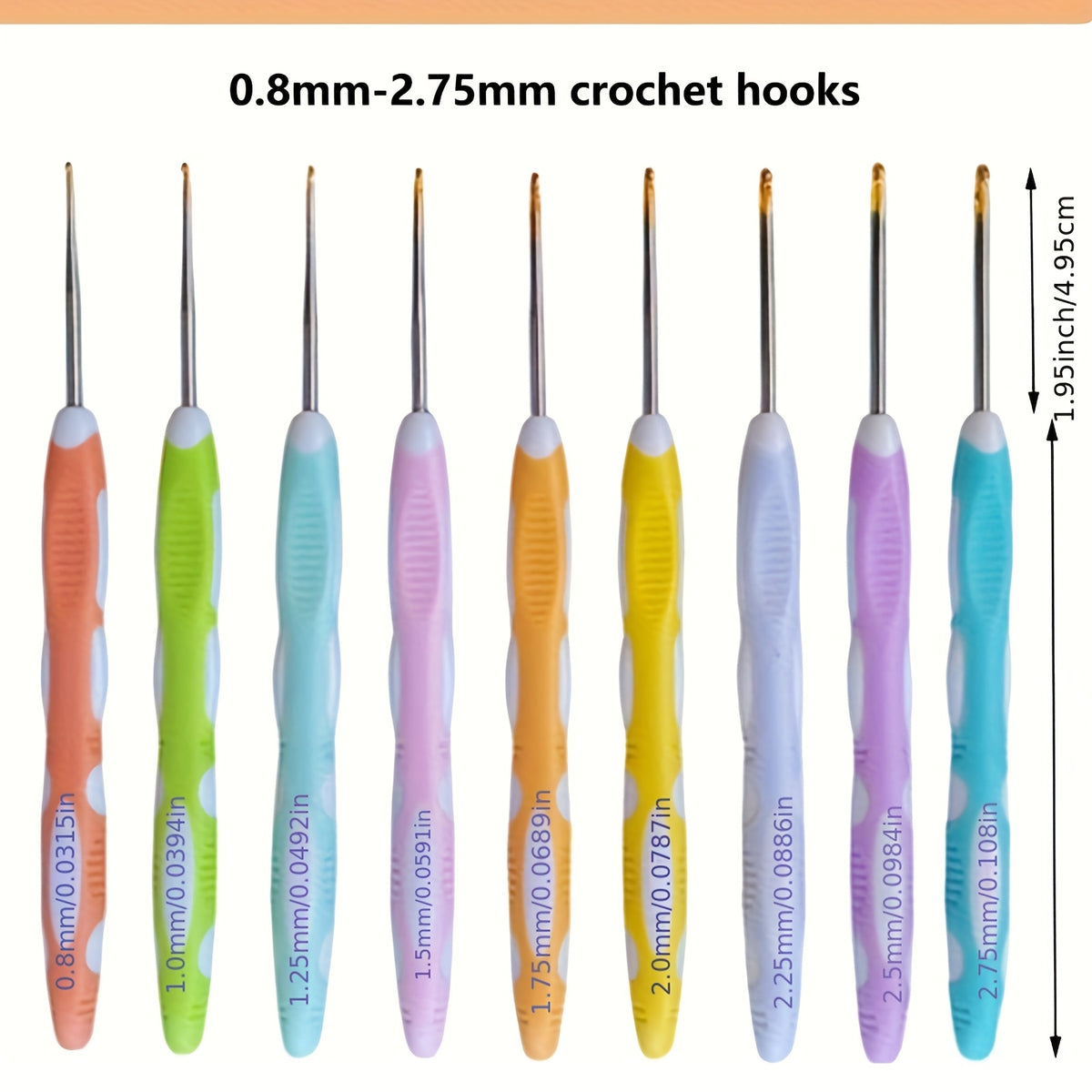 Crochet Hook Set with 21 Listed Sizes from 0.8mm to 10mm, Mixed-Color Single-Pointed Hooks and Protective Case in Grey or Lake Blue Options for Yarn Crafts