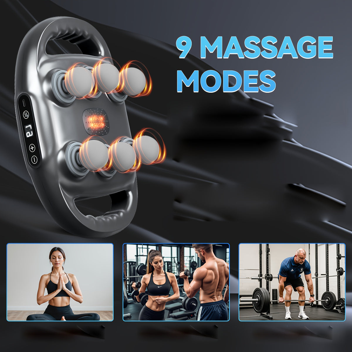 Six-Head Tapping Massager with Listed USB Rechargeable Design, Handheld Multi-Head Vibration Massage Device in White or Grey for Home Personal Care and Gifts