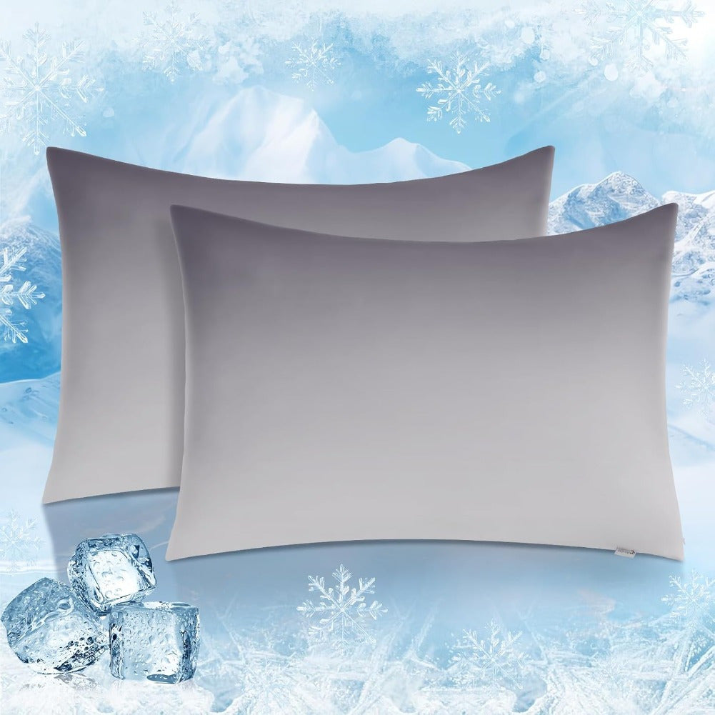 Cooling Pillowcases 2-Pack for Hot Sleepers, Machine-Washable Pillow Covers in Listed 19.69 x 25.98-Inch Standard Size with Five Bedroom Color Options