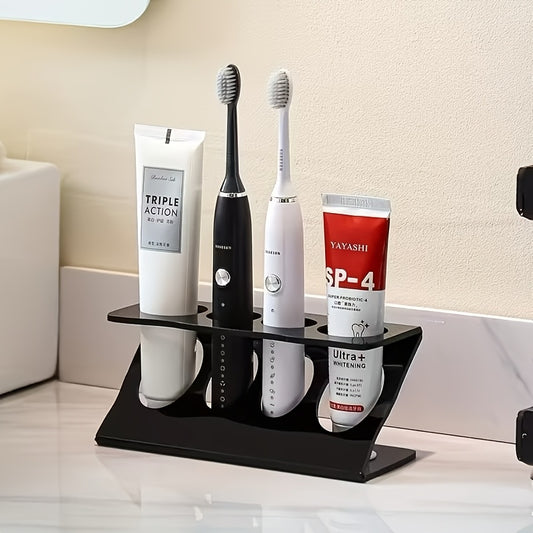 Countertop Toothbrush Holder with Multipurpose Drain Rack Design, Black or White Organizer for Bathroom Vanity Essentials and Compatible Kitchen Counter Storage