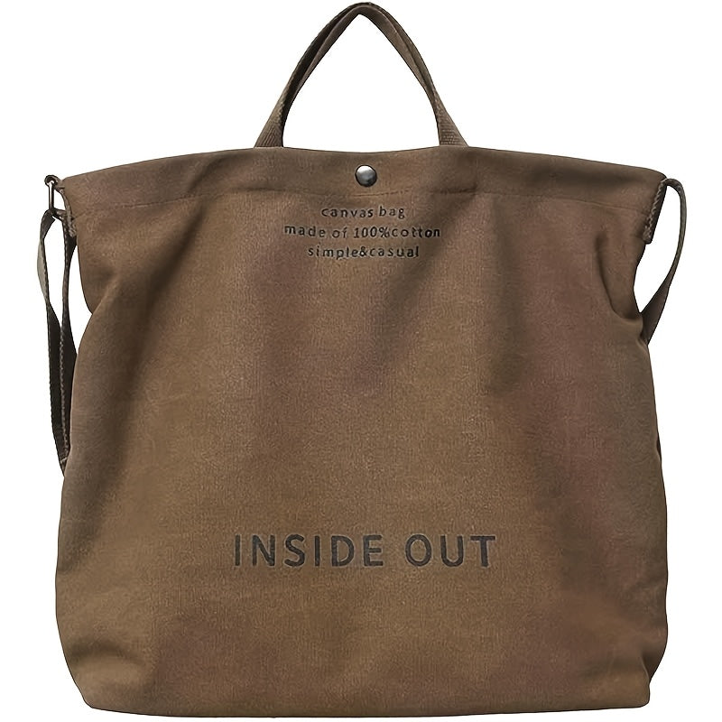 Canvas Shoulder Tote for Women, Everyday Handbag in Army Green, Grey, Brown, Khaki or Black for Casual Outfits, Weekend Outings and Wardrobe Coordination