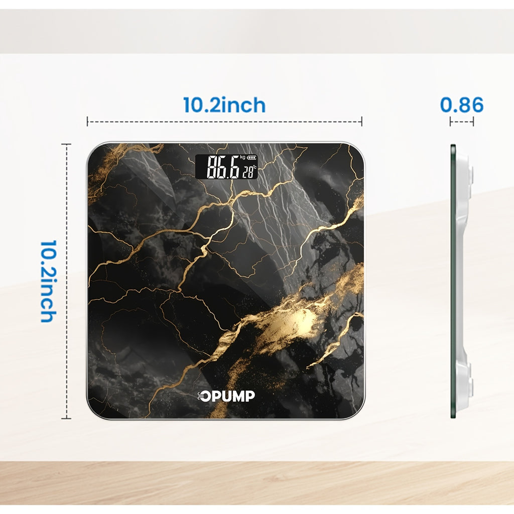 OPUMP Digital Bathroom Scale for Body Weight with Backlit LED Display, Listed 400lb/180kg Capacity and Included Batteries, Walnut Option for Daily Home Use