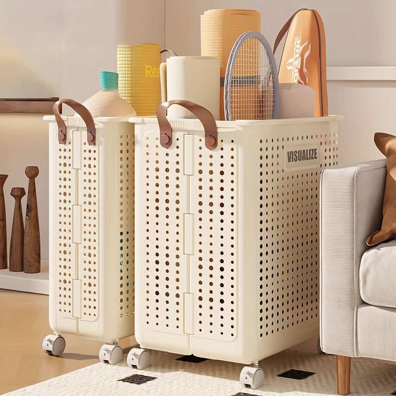Wheeled Foldable Laundry Hamper in Cream White, Clothes Storage Basket with M, L and XL Options, Selected Inner Bag Configurations and Lidded XXL Selection