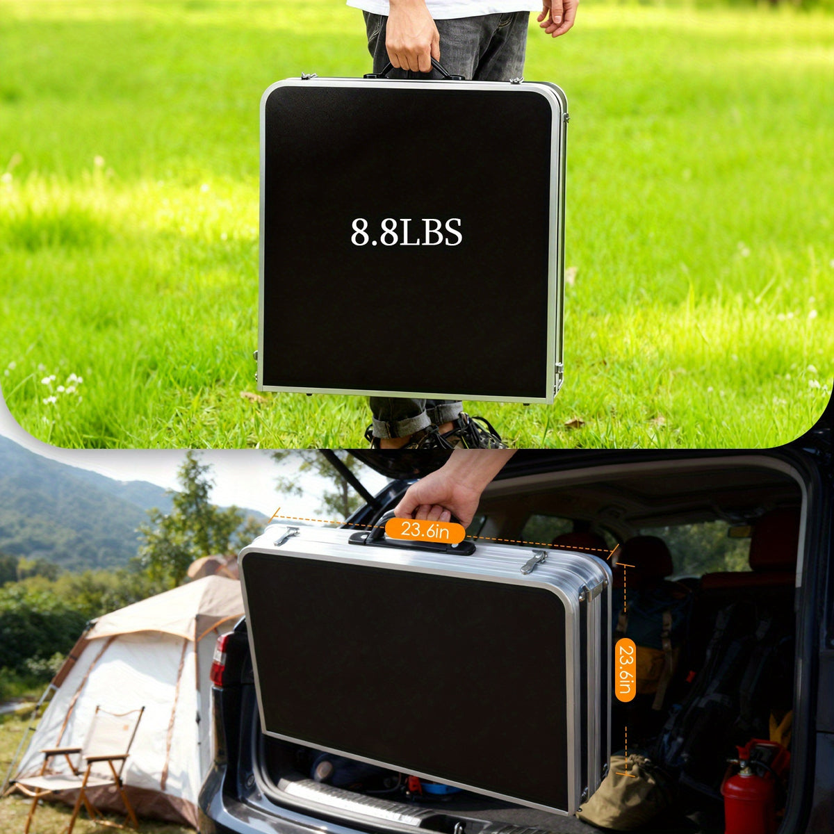 White Plastic Folding Table with Rectangular Center-Fold Design and Carrying Handle, Portable Dining and Serving Surface for Picnics and Backyard Gatherings
