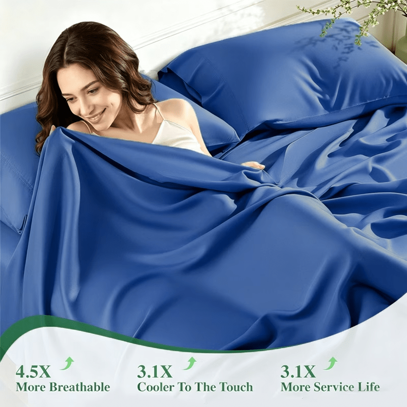 Deep Pocket Bed Sheet Set, 4-Piece Bedding with Listed 16-18 Inch Pocket Depth in Twin, Full, Queen and King Options for Home Bedrooms, Guest Rooms and Dorms