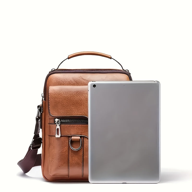 Tablet Crossbody Messenger Bag by WEIXIER with Listed 8-Inch Device Fit, Card Slots and Card Wallet, Vintage Vertical Shoulder Bag in Three Colors for Daily Commuting