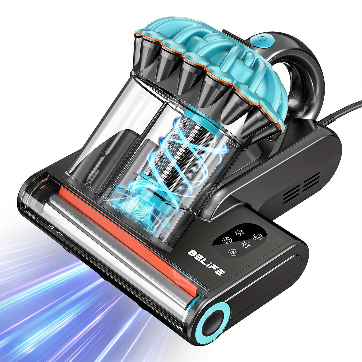 Corded Mattress Vacuum Cleaner in Blue with Listed 550W Motor, 20kPa Suction and Dual Dust Cups, Rotating Brush Bed Vacuum for Compatible Couch and Pillow Fabrics