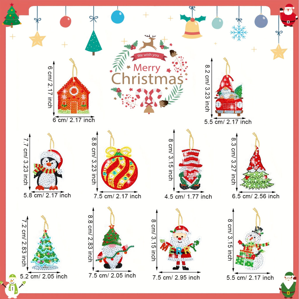 Christmas Diamond Painting Sticker Kit with Listed 64-Piece Option, 5D Round Rhinestone Craft Supplies for Adult DIY Holiday Decorations and Personalized Gift Accents
