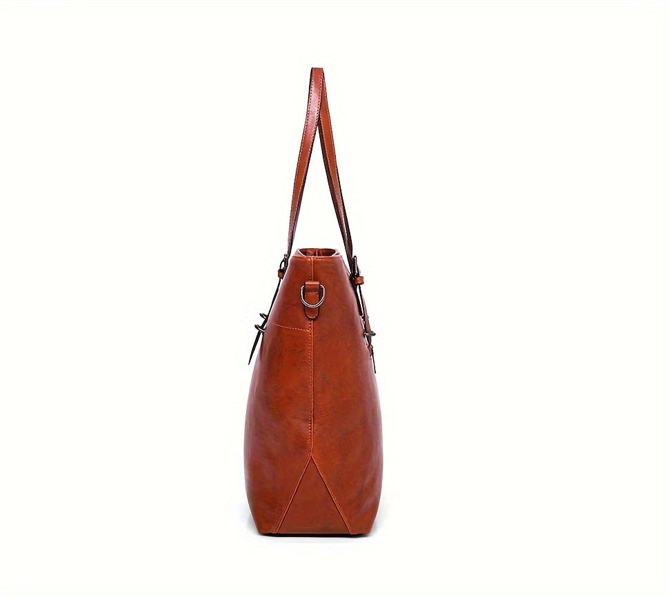 Retro PU Handbag Set for Women, Listed Four-Piece Tote, Crossbody, Shoulder Bag and Wallet Collection in Brown Plus, Black Plus or Blue for Shopping and Date Nights