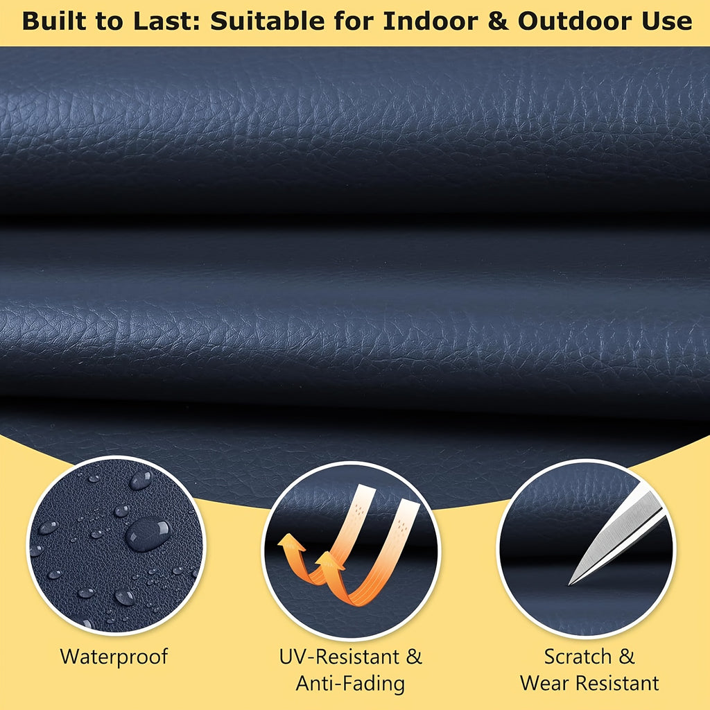 Faux Leather Upholstery Fabric 2 Yards with Backing, Listed 54-Inch Width and 0.7 mm Thickness, Leather-Textured Material in Multiple Colors for DIY Sewing