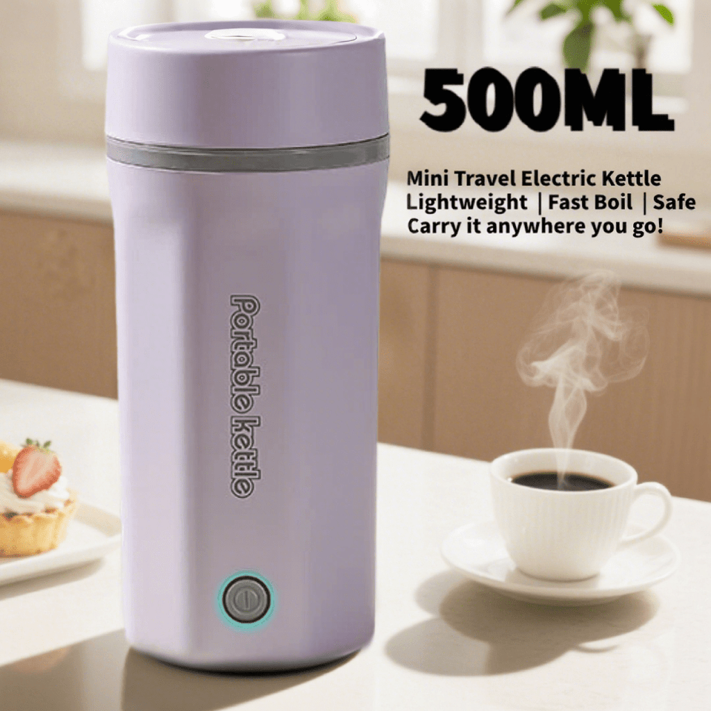 500ml Portable Electric Kettle with 304 Stainless Steel Interior, One-Touch Operation, Listed Auto Shut-Off and Boil-Dry Protection in Six Colors for Small-Batch Hot Water