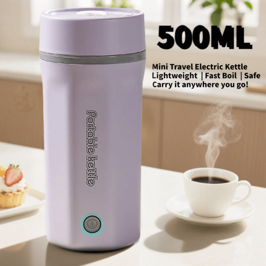 500ml Portable Electric Kettle with 304 Stainless Steel Interior, One-Touch Operation, Listed Auto Shut-Off and Boil-Dry Protection in Six Colors for Small-Batch Hot Water