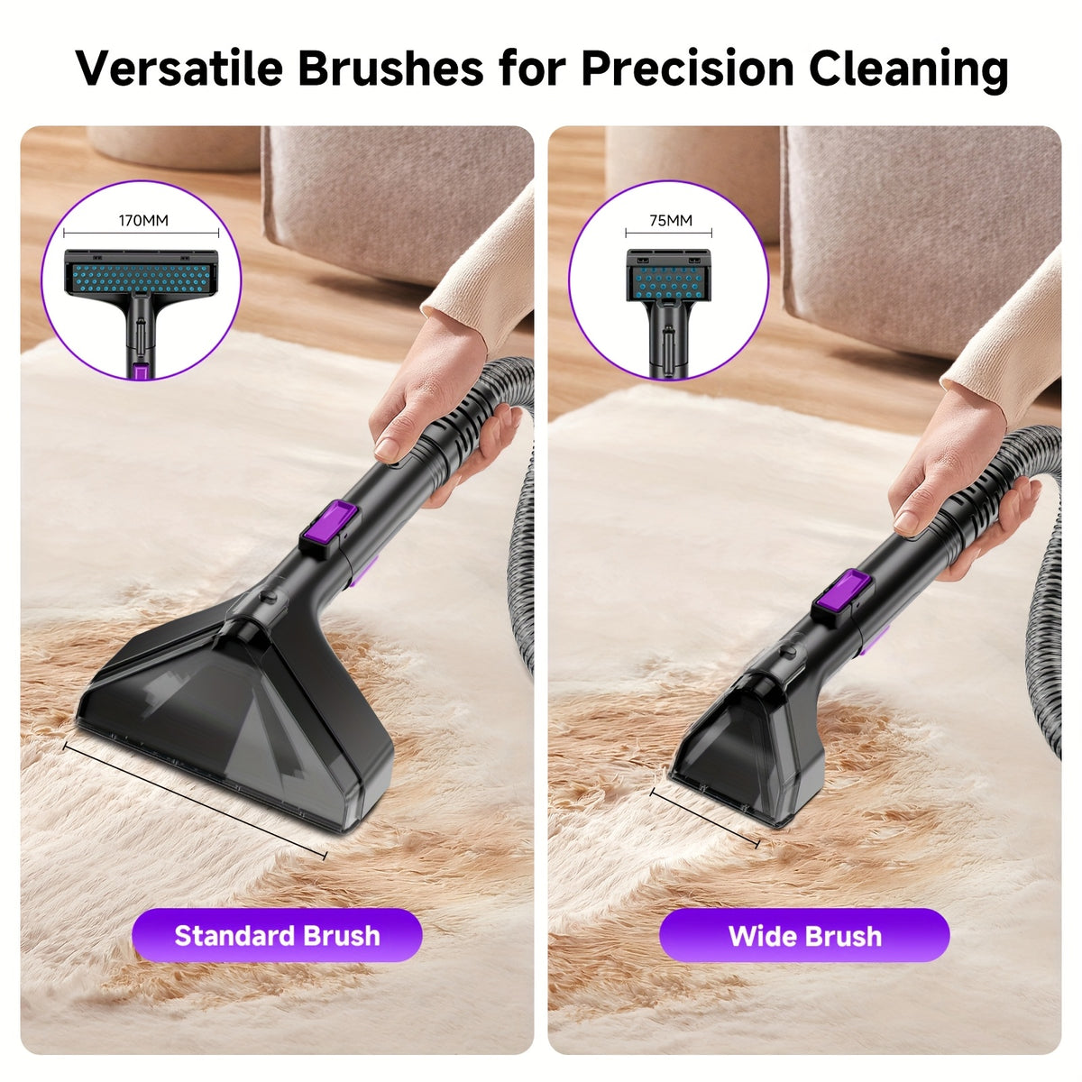 Upholstery Cleaner Machine, Portable Carpet Spot Cleaner with 30Kpa Suction and Dual-Size Brush Head for Pet Stains, Couch, Stairs and Car Seats