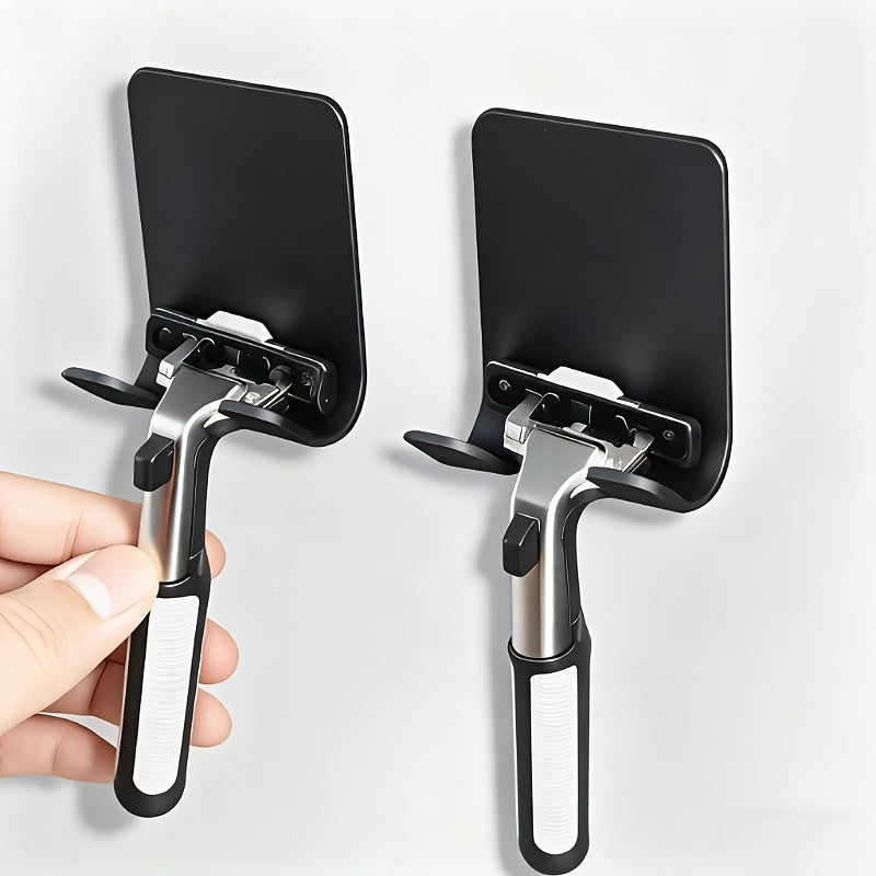 Self-Adhesive Razor Holder and Towel Hooks for Bathroom Organization, Three-Piece No-Drill Shaver Storage Set for Compatible Razors and Hanging Items