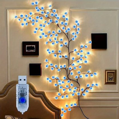 USB-Powered Decorative Fairy Lights by AMill with Cherry Blossom Garland Reference, Dimmable Indoor Lighting and Firework, 96LED, Pink or Butterfly Options