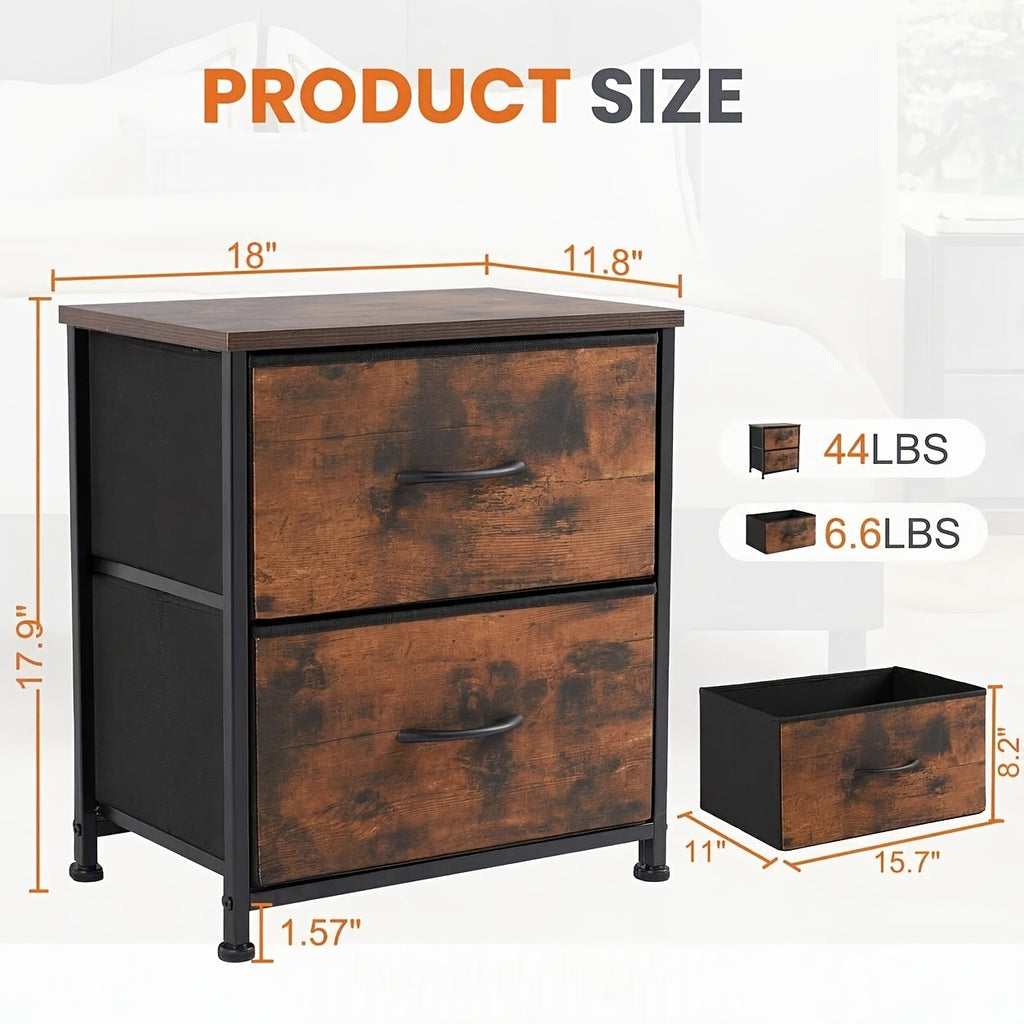 Narrow Fabric Storage Tower with Wooden Top, Two-Drawer Styles and Four-Drawer White Option for Bedroom, Closet, Laundry Room and Entryway Organization
