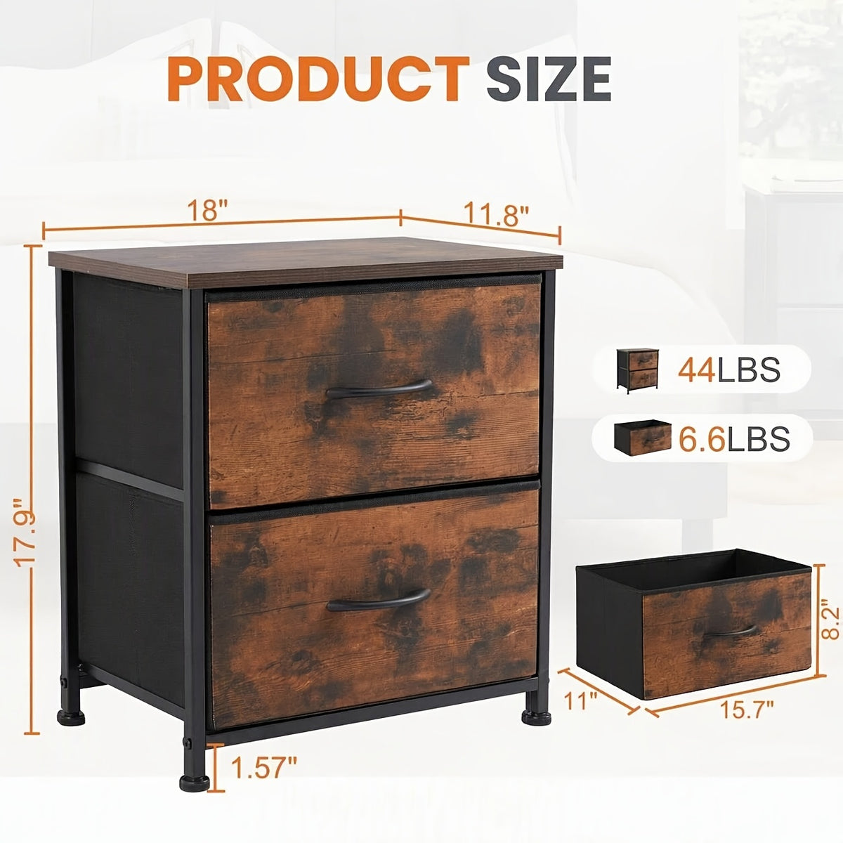 Narrow Fabric Storage Tower with Wooden Top, Two-Drawer Styles and Four-Drawer White Option for Bedroom, Closet, Laundry Room and Entryway Organization