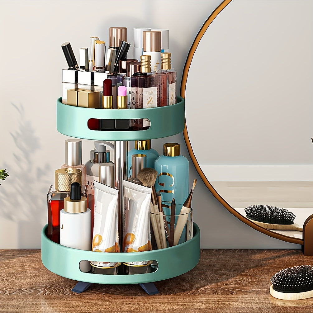 Rotating Spice Rack with Double-Layer Storage, Large Green, Silvery, White or Black Option Labels for Kitchen Countertop Seasoning and Corner Organization