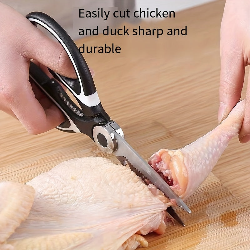 Multifunctional Poultry Shears with Stainless Steel Blades and Ergonomic Handle, Single Pair of Kitchen Scissors for Chicken, Duck, Fish and BBQ Meal Preparation