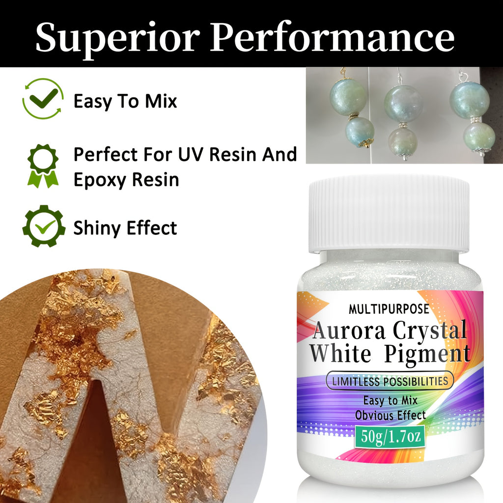 Aurora White Pigment Paste with Listed Synthetic Mica and Shimmering Finish, Crystal White or Pearl White Options for Compatible Art and Decorative Crafts