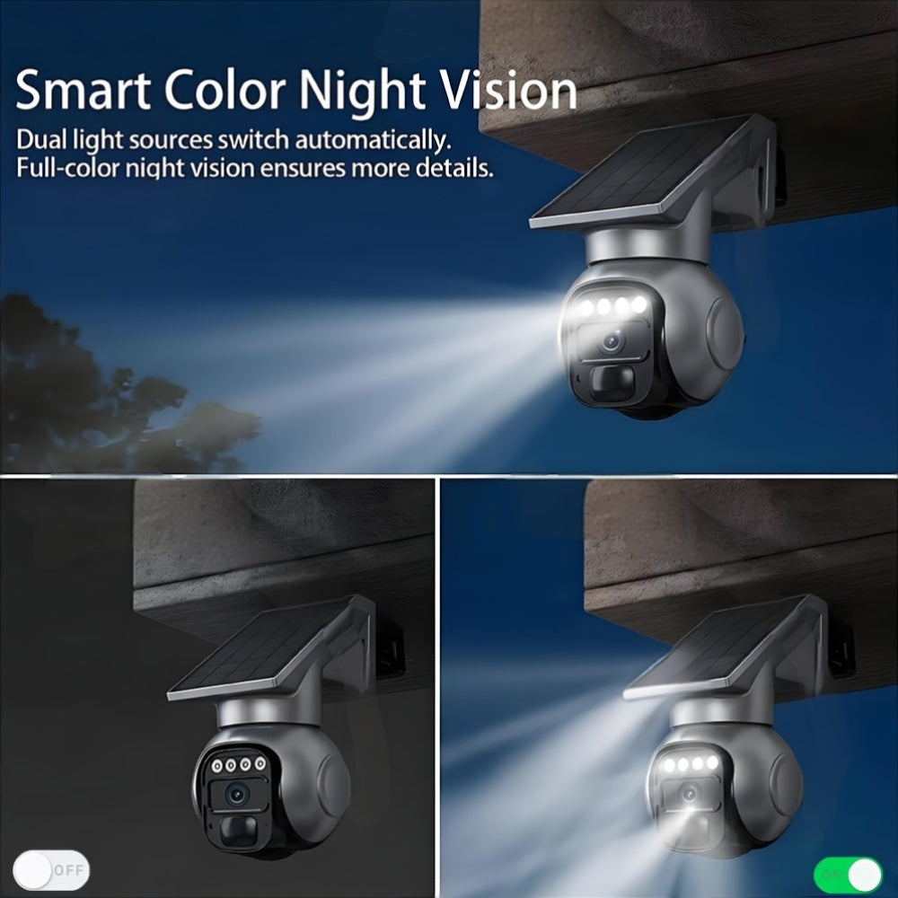1-2pcs - 4G LTE Solar Security Camera, Wireless Outdoor, No WiFi Needed, Solar Powered Camera, 360° Live View, 5MP HD Night Vision, Two-Way Audio, Waterproof, Ideal For Hunting And Farm Trail Cameras, Off-Grid Farm And Wildlife Monitoring.
