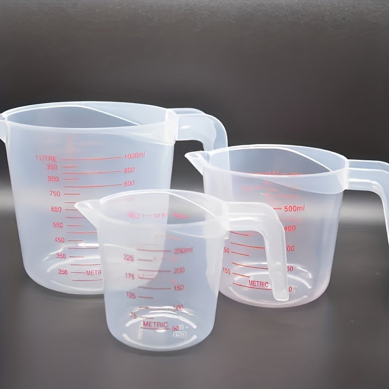 Nesting Measuring Cup Set, Three-Piece Kitchen Measuring Tools with Listed 250ml, 500ml and 1000ml Capacities for Metric Recipes and Home Baking Preparation