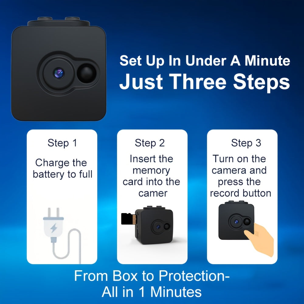 No-WiFi Recording Camera with Rechargeable Battery, Local SD Card Support up to 32GB and Loop Recording, Portable Q7-32G-1PCS Model for Home or Office