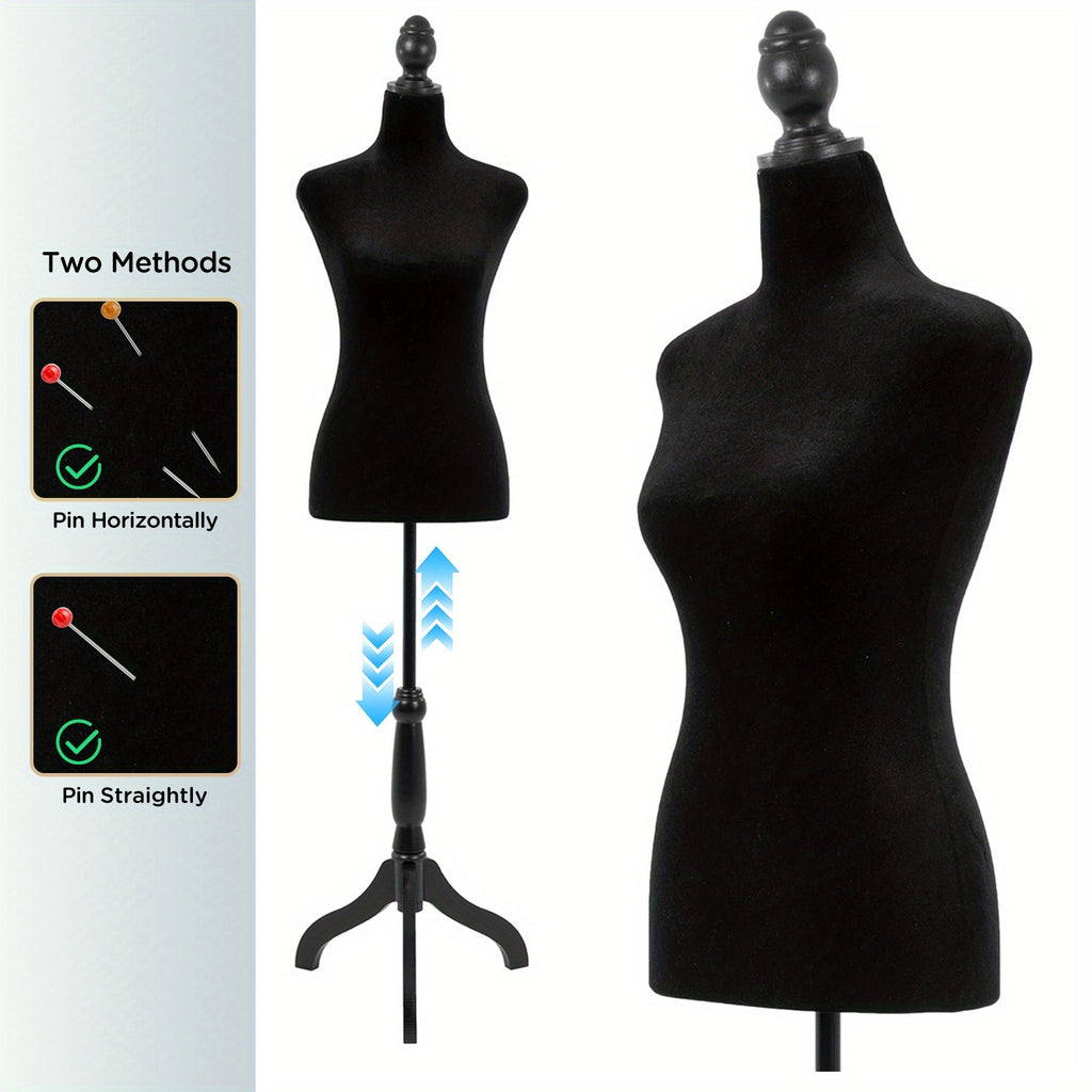 Dress Form Mannequin Torso, Female Clothing Display with Tripod Stand, Listed 50–63 Inch Height Adjustment and Four Colors for Outfit Photography