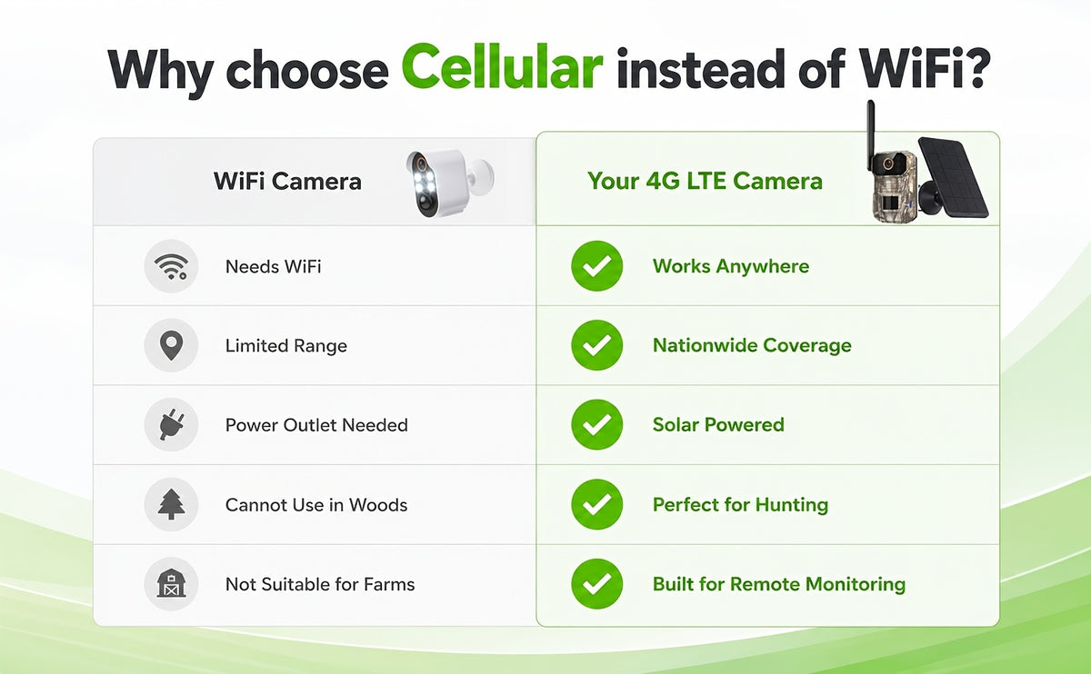 Camouflage Cellular Trail Camera with Listed 3K Imaging, Solar Panel Support, 40ft Motion Detection, Infrared Night Vision and Wide-Angle Lens for Wildlife Observation