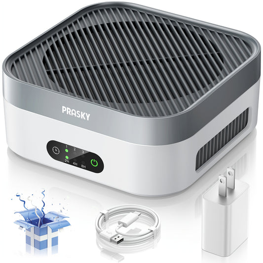 USB-C HEPA Air Purifier with 3-Stage Filtration, Sleep Mode, Three Fan Speeds and Touch Timer, Portable Air Cleaner for Bedrooms and Home Offices