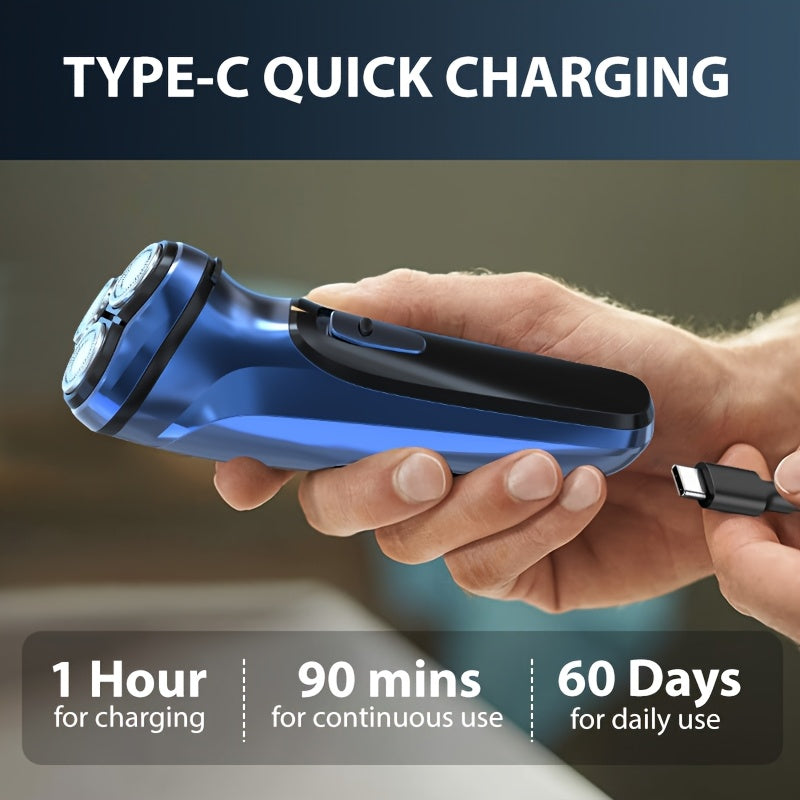 Sejoy Men's Electric Shaver with Pop-Up Trimmer, 3D Floating Head and LCD Display, Listed One-Hour Fast Charging in Blue, Light Blue or Gray