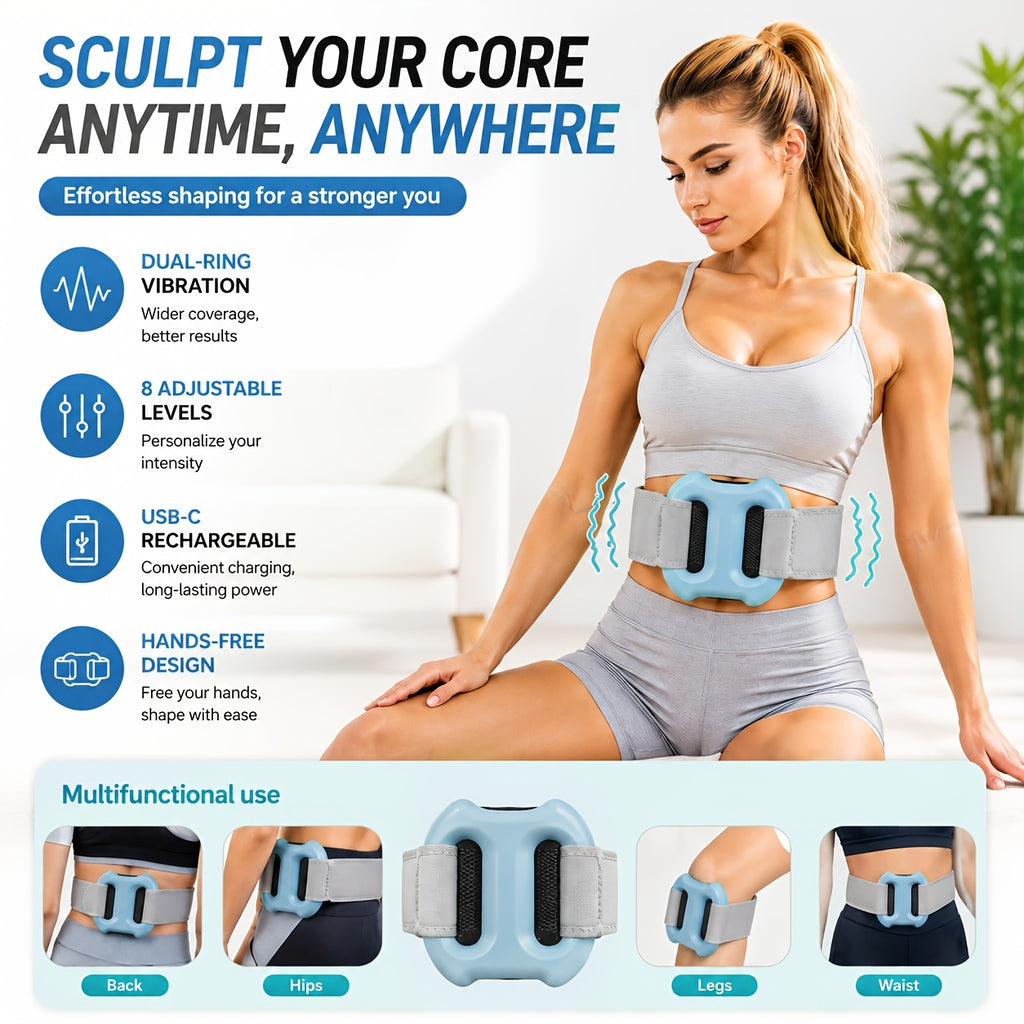 Double-Ring Electric Massager with Listed Eight Modes and Adjustable Belt, Resistance Band Package Reference for an Instruction-Guided Personal Care Routine