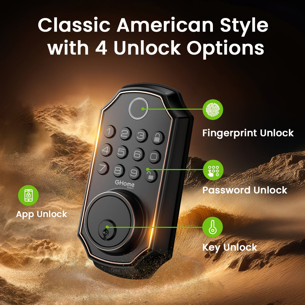 4-in-1 Smart Door Lock with Fingerprint, Passcode, Key and App Entry, Auto Lock and Temporary Offline Passwords, KD30 Pro and KD30B Pro Model Options