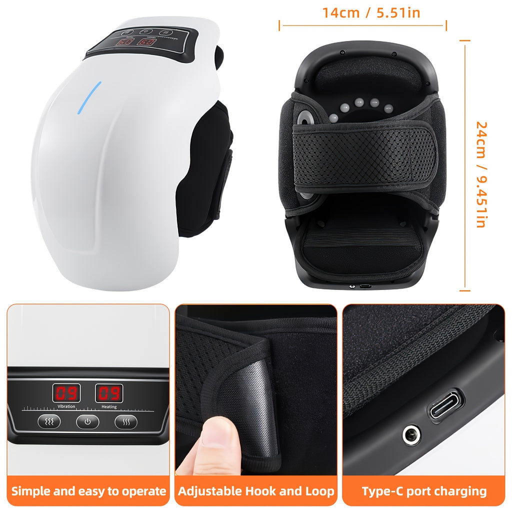 Knee Massager with Heat, MASSTECK Cordless HX01-WHITE with 9 Heating Modes, 9 Vibration Speeds and Adjustable Straps for Adult Personal Comfort