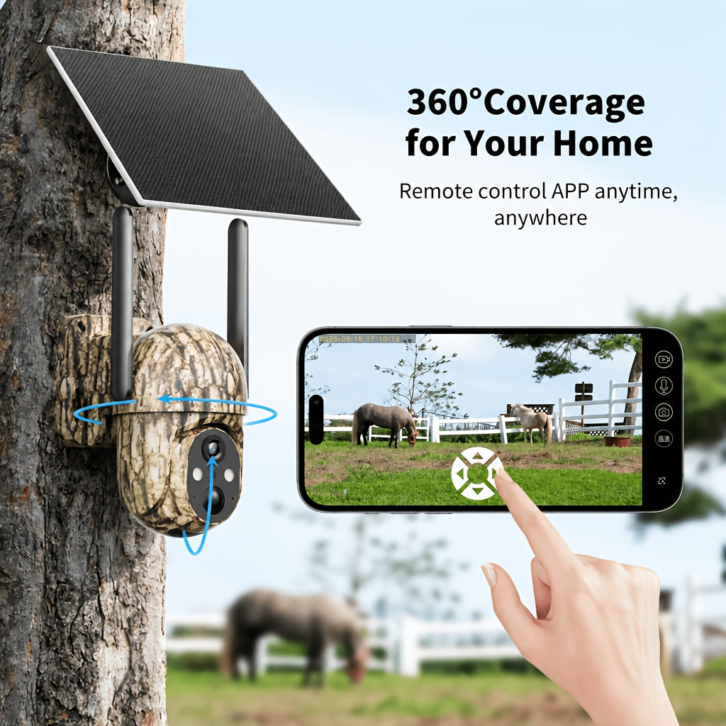 Solar Cellular Security Camera by SEHMUA, 4G LTE Outdoor Monitoring with 4K Live View, Remote Pan Tilt, Night Vision and Two-Way Audio for Farms and Ranches