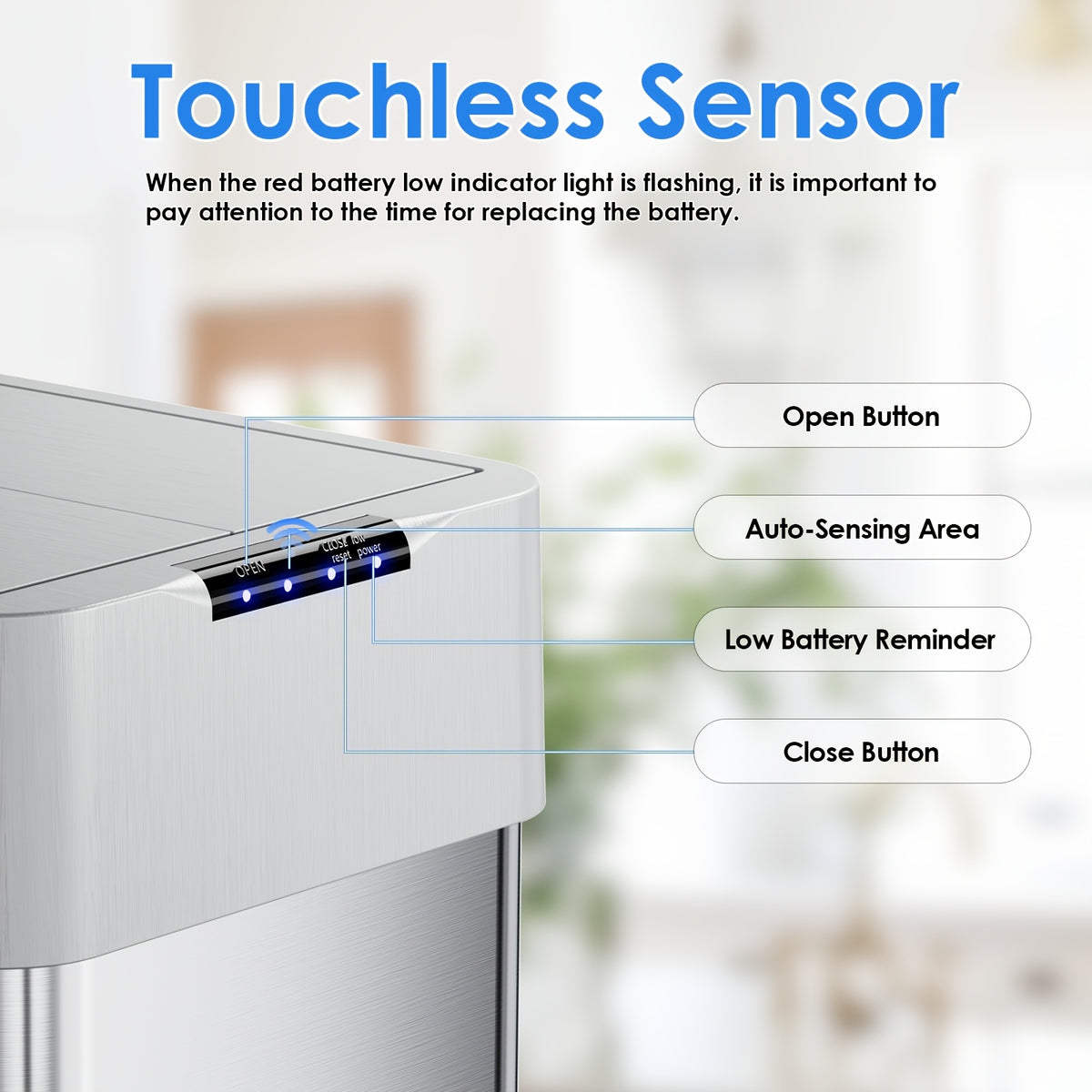 Large Capacity Motion Sensor Trash Can with Automatic Lid, 13.21 to 21.13 Gallon Model Options with Single or Wing Opening for Kitchen and Household Waste