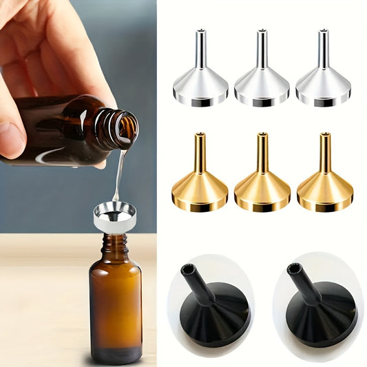 Mini Perfume Funnel in Aluminum Alloy, Small Bottle Refilling Tool with 1, 2 or 4 Piece Options in Silvery, Golden or Black for Fragrance Vials and Atomizers