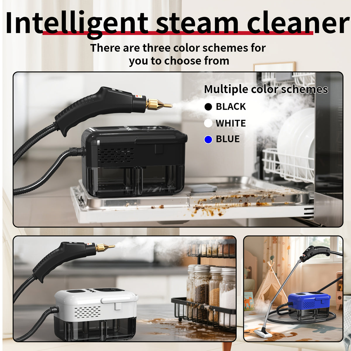 Multipurpose Steam Cleaner for Home, Portable High-Temperature Steamer for Kitchen, Bathroom and Living Space, Deep Clean Cooking Grease, Carpet, Sofa, Tile and Appliance Grime, Lightweight Carry Handle for Everyday Sparkle