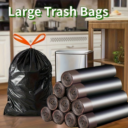 35 Gallon Black Trash Bags, 10-Count Single Roll of Polyethylene Garbage Liners for Compatible Large Bins, Household Cleanup, Hotel and Supermarket Use