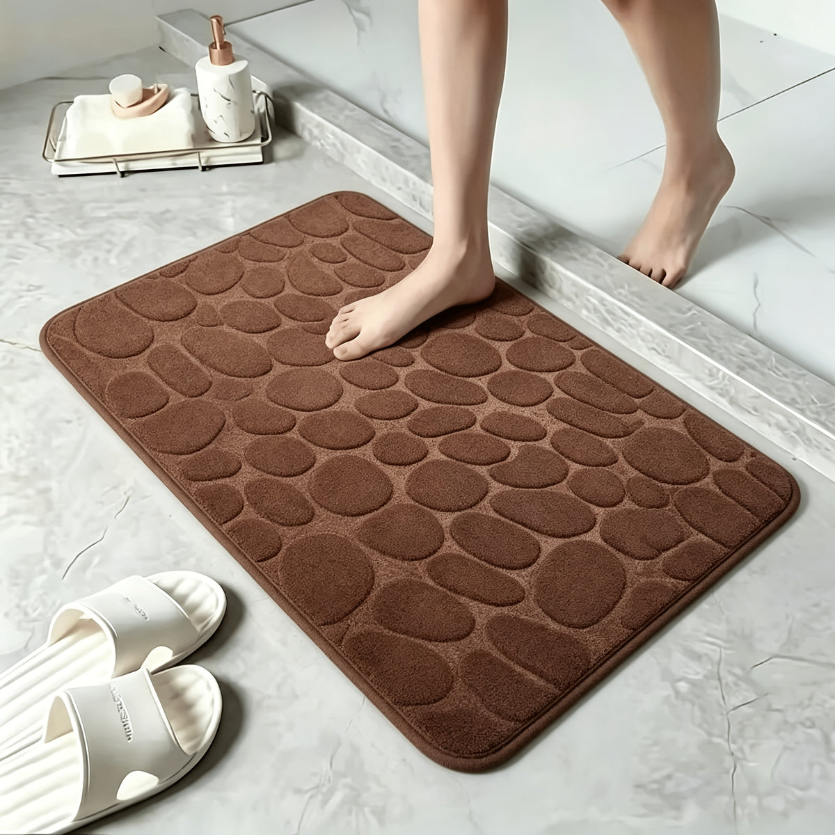 40x60cm Coral Velvet Bathroom Mat with PVC Backing, Machine-Washable Indoor Floor Rug in Seven Colors for Compatible Bathroom Entrances and Bedrooms