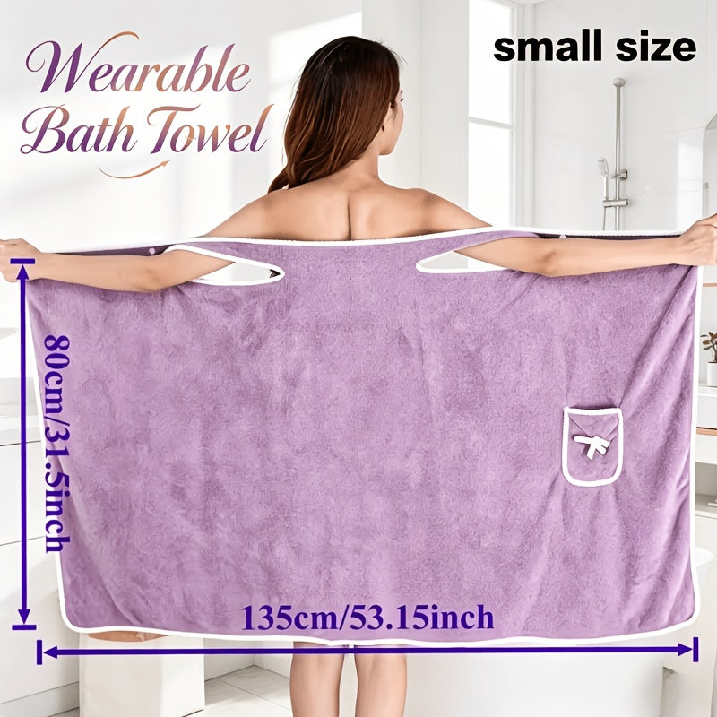 Strapless Bath Towel Wrap with Bow-Knot Closure, 100% Polyester Coral Fleece Fabric, Small and Large Size Options for Adult Bath and Beach Routines